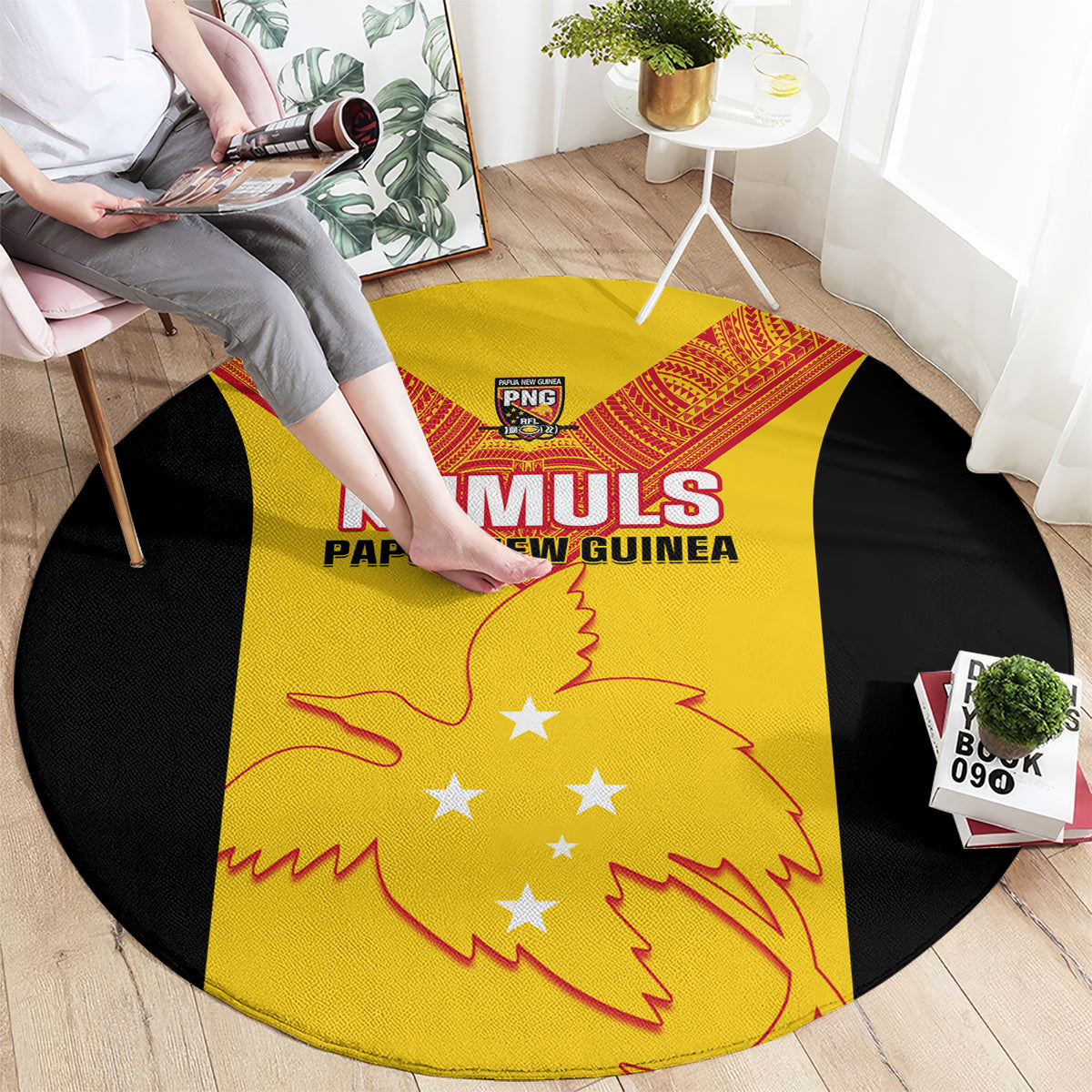 Papua New Guinea Rubgby Round Carpet Pacific 2023 Go PNG Kumuls LT14 - Polynesian Pride