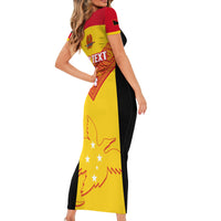 Custom Papua New Guinea Rubgby Short Sleeve Bodycon Dress Pacific 2023 Go PNG Kumuls LT14 - Polynesian Pride