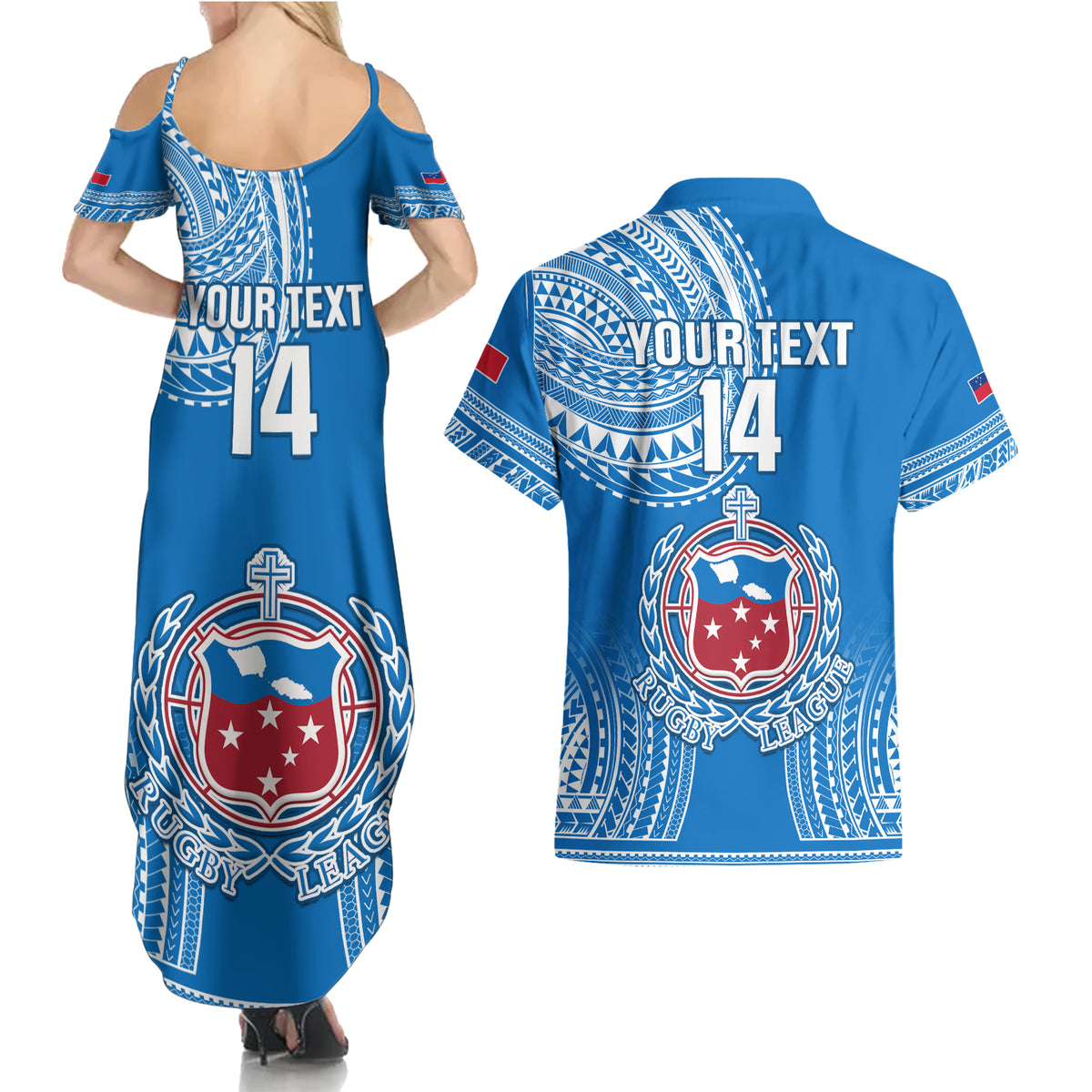 Custom Samoa Rugby Couples Matching Summer Maxi Dress and Hawaiian Shirt Pacific 2023 Go Toa Samoa LT14 - Polynesian Pride