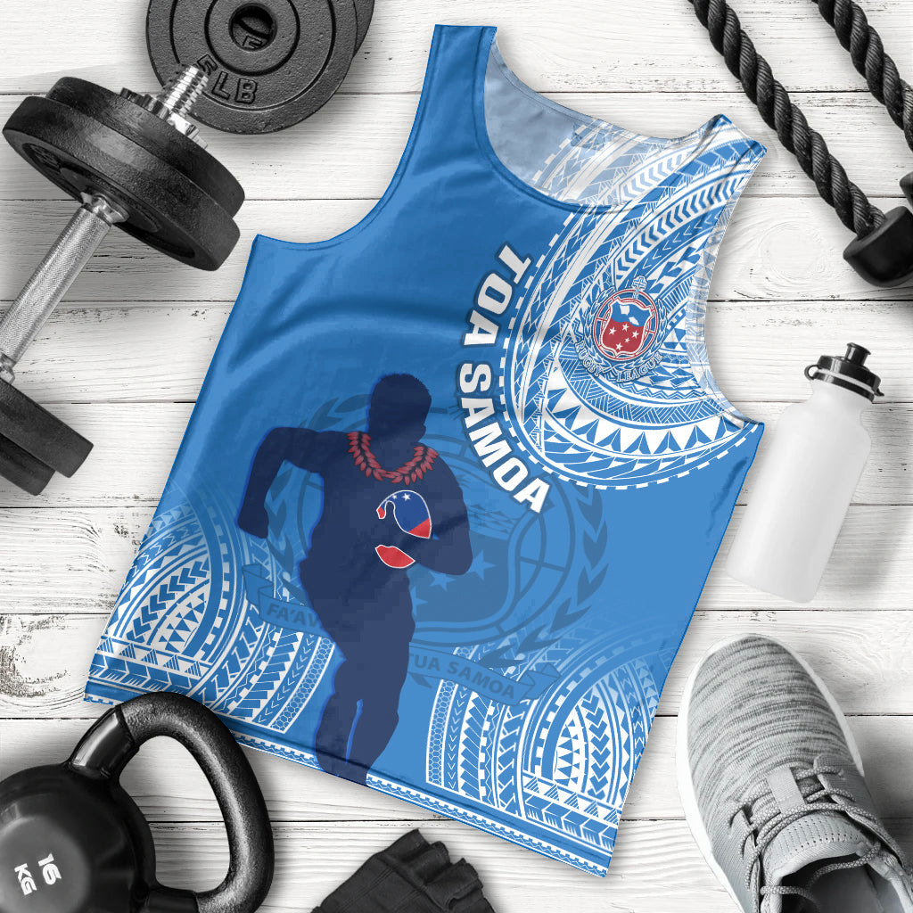 Custom Samoa Rugby Men Tank Top Pacific 2023 Go Toa Samoa LT14 Blue - Polynesian Pride