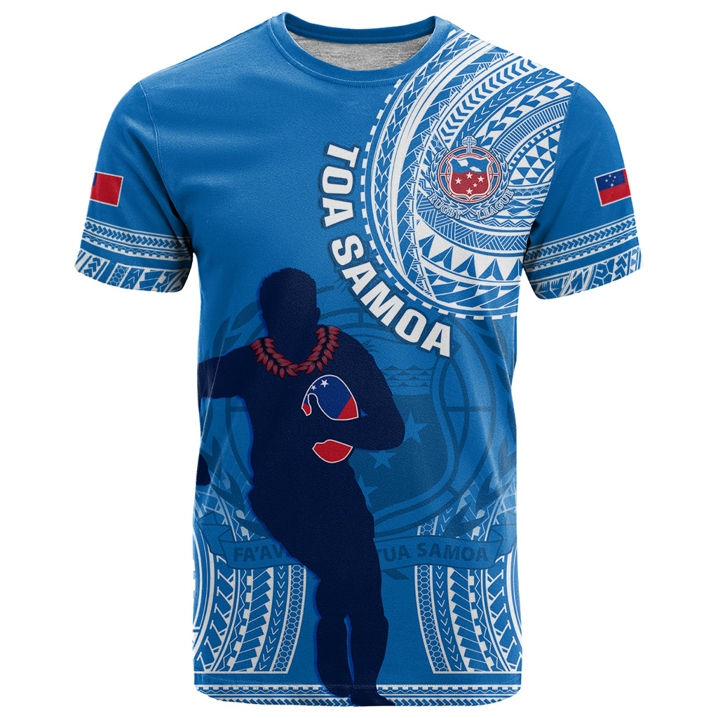 Custom Samoa Rugby T Shirt Pacific 2023 Go Toa Samoa LT14 Blue - Polynesian Pride