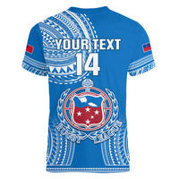 Custom Samoa Rugby Women V Neck T Shirt Pacific 2023 Go Toa Samoa LT14 - Polynesian Pride