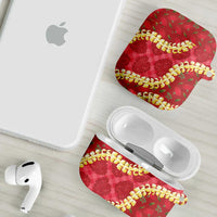 Red Palaka Hawaii Mele Kalikimaka AirPods Case Ohia Lehua Monstera Puakenikeni Lei - Polynesian Pride