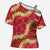 Red Palaka Hawaii Mele Kalikimaka Cross Shoulder Shirt Ohia Lehua Monstera Puakenikeni Lei - Polynesian Pride