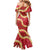 Red Palaka Hawaii Mele Kalikimaka Family Matching Mermaid Dress and Hawaiian Shirt Ohia Lehua Monstera Puakenikeni Lei - Polynesian Pride