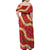 Red Palaka Hawaii Mele Kalikimaka Family Matching Off Shoulder Maxi Dress and Hawaiian Shirt Ohia Lehua Monstera Puakenikeni Lei - Polynesian Pride