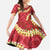 Red Palaka Hawaii Mele Kalikimaka Family Matching Short Sleeve Bodycon Dress and Hawaiian Shirt Ohia Lehua Monstera Puakenikeni Lei - Polynesian Pride