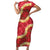 Red Palaka Hawaii Mele Kalikimaka Family Matching Short Sleeve Bodycon Dress and Hawaiian Shirt Ohia Lehua Monstera Puakenikeni Lei - Polynesian Pride