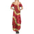 Red Palaka Hawaii Mele Kalikimaka Family Matching Summer Maxi Dress and Hawaiian Shirt Ohia Lehua Monstera Puakenikeni Lei - Polynesian Pride