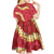 Red Palaka Hawaii Mele Kalikimaka Kid Short Sleeve Dress Ohia Lehua Monstera Puakenikeni Lei - Polynesian Pride