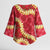 Red Palaka Hawaii Mele Kalikimaka Kimono Sleeve Blouse Ohia Lehua Monstera Puakenikeni Lei - Polynesian Pride