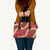 Red Palaka Hawaii Mele Kalikimaka Leather Bag Ohia Lehua Monstera Puakenikeni Lei - Polynesian Pride