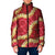 Red Palaka Hawaii Mele Kalikimaka Padded Jacket Ohia Lehua Monstera Puakenikeni Lei - Polynesian Pride