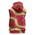 Red Palaka Hawaii Mele Kalikimaka Sleeveless Zip Hoodie Ohia Lehua Monstera Puakenikeni Lei - Polynesian Pride