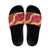 Red Palaka Hawaii Mele Kalikimaka Slide Sandals Ohia Lehua Monstera Puakenikeni Lei - Polynesian Pride