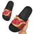 Red Palaka Hawaii Mele Kalikimaka Slide Sandals Ohia Lehua Monstera Puakenikeni Lei - Polynesian Pride