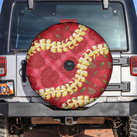 Red Palaka Hawaii Mele Kalikimaka Spare Tire Cover Ohia Lehua Monstera Puakenikeni Lei - Polynesian Pride