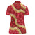 Red Palaka Hawaii Mele Kalikimaka Women Polo Shirt Ohia Lehua Monstera Puakenikeni Lei - Polynesian Pride