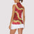 Red Palaka Hawaii Mele Kalikimaka Women Sleeveless Polo Shirt Ohia Lehua Monstera Puakenikeni Lei - Polynesian Pride