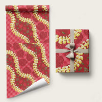 Red Palaka Hawaii Mele Kalikimaka Wrapping Paper Ohia Lehua Monstera Puakenikeni Lei - Polynesian Pride