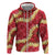 Red Palaka Hawaii Mele Kalikimaka Zip Hoodie Ohia Lehua Monstera Puakenikeni Lei - Polynesian Pride