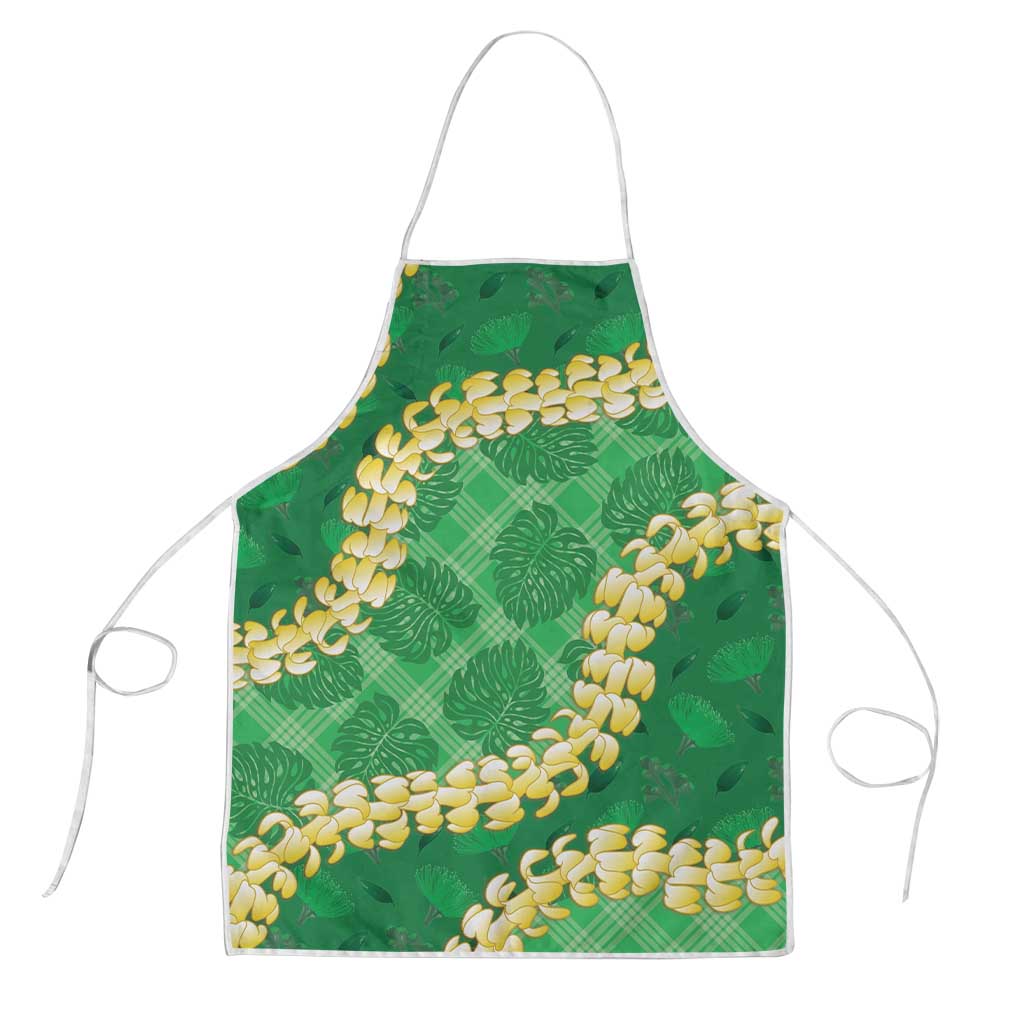 Green Palaka Hawaii Mele Kalikimaka Apron Ohia Lehua Monstera Puakenikeni Lei - Polynesian Pride