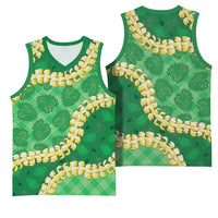 Green Palaka Hawaii Mele Kalikimaka Basketball Jersey Ohia Lehua Monstera Puakenikeni Lei - Polynesian Pride