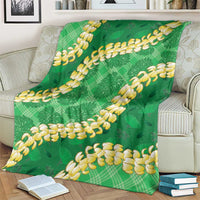 Green Palaka Hawaii Mele Kalikimaka Blanket Ohia Lehua Monstera Puakenikeni Lei - Polynesian Pride