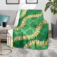 Green Palaka Hawaii Mele Kalikimaka Blanket Ohia Lehua Monstera Puakenikeni Lei - Polynesian Pride