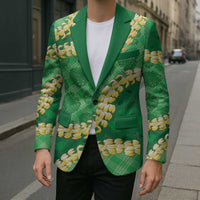 Green Palaka Hawaii Mele Kalikimaka Blazer Ohia Lehua Monstera Puakenikeni Lei - Polynesian Pride