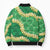 Green Palaka Hawaii Mele Kalikimaka Bomber Puffer Jacket Ohia Lehua Monstera Puakenikeni Lei - Polynesian Pride