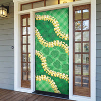 Green Palaka Hawaii Mele Kalikimaka Door Cover Ohia Lehua Monstera Puakenikeni Lei - Polynesian Pride