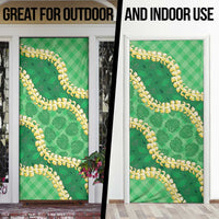 Green Palaka Hawaii Mele Kalikimaka Door Cover Ohia Lehua Monstera Puakenikeni Lei - Polynesian Pride