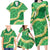 Green Palaka Hawaii Mele Kalikimaka Family Matching Long Sleeve Bodycon Dress and Hawaiian Shirt Ohia Lehua Monstera Puakenikeni Lei - Polynesian Pride