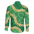 Green Palaka Hawaii Mele Kalikimaka Family Matching Long Sleeve Bodycon Dress and Hawaiian Shirt Ohia Lehua Monstera Puakenikeni Lei - Polynesian Pride