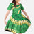 Green Palaka Hawaii Mele Kalikimaka Family Matching Off The Shoulder Long Sleeve Dress and Hawaiian Shirt Ohia Lehua Monstera Puakenikeni Lei - Polynesian Pride
