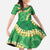 Green Palaka Hawaii Mele Kalikimaka Family Matching Off Shoulder Maxi Dress and Hawaiian Shirt Ohia Lehua Monstera Puakenikeni Lei - Polynesian Pride