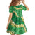 Green Palaka Hawaii Mele Kalikimaka Family Matching Off Shoulder Maxi Dress and Hawaiian Shirt Ohia Lehua Monstera Puakenikeni Lei - Polynesian Pride