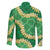 Green Palaka Hawaii Mele Kalikimaka Family Matching Short Sleeve Bodycon Dress and Hawaiian Shirt Ohia Lehua Monstera Puakenikeni Lei - Polynesian Pride