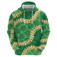 Green Palaka Hawaii Mele Kalikimaka Hoodie Ohia Lehua Monstera Puakenikeni Lei - Polynesian Pride