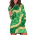 Green Palaka Hawaii Mele Kalikimaka Hoodie Dress Ohia Lehua Monstera Puakenikeni Lei - Polynesian Pride