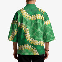 Green Palaka Hawaii Mele Kalikimaka Kimono Ohia Lehua Monstera Puakenikeni Lei - Polynesian Pride
