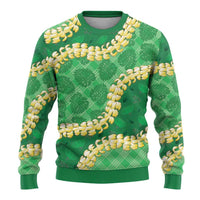 Green Palaka Hawaii Mele Kalikimaka Ugly Christmas Sweater Ohia Lehua Monstera Puakenikeni Lei - Polynesian Pride
