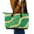 Green Palaka Hawaii Mele Kalikimaka Leather Tote Bag Ohia Lehua Monstera Puakenikeni Lei - Polynesian Pride
