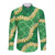 Green Palaka Hawaii Mele Kalikimaka Long Sleeve Button Shirt Ohia Lehua Monstera Puakenikeni Lei - Polynesian Pride