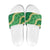 Green Palaka Hawaii Mele Kalikimaka Slide Sandals Ohia Lehua Monstera Puakenikeni Lei - Polynesian Pride