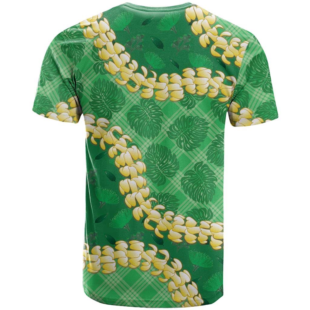 Green Palaka Hawaii Mele Kalikimaka T Shirt Ohia Lehua Monstera Puakenikeni Lei LT14 - Polynesian Pride