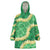 Green Palaka Hawaii Mele Kalikimaka Wearable Blanket Hoodie Ohia Lehua Monstera Puakenikeni Lei - Polynesian Pride