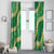 Green Palaka Hawaii Mele Kalikimaka Window Curtain Ohia Lehua Monstera Puakenikeni Lei - Polynesian Pride