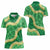 Green Palaka Hawaii Mele Kalikimaka Women Polo Shirt Ohia Lehua Monstera Puakenikeni Lei - Polynesian Pride